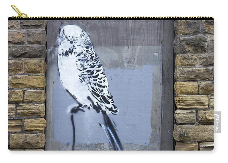 Grunge Zip Pouch featuring the photograph Budgie graffiti #2 by Chris Smith
