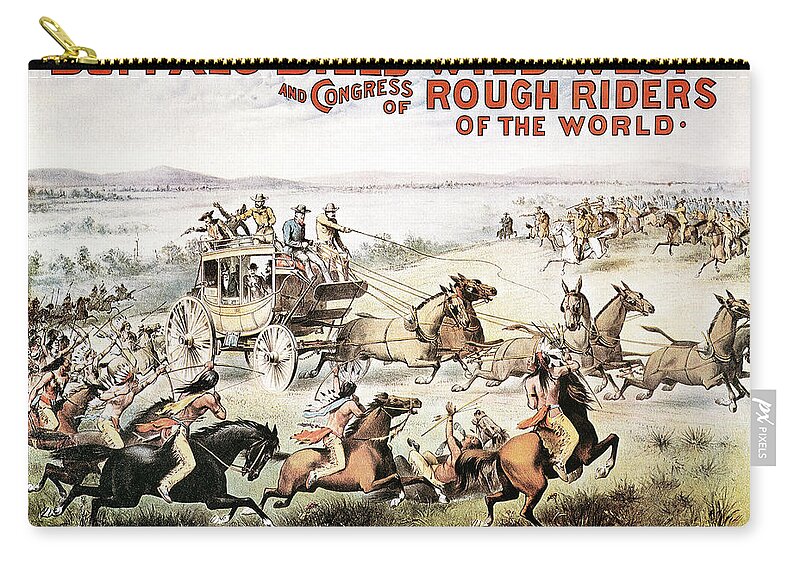 1893 Zip Pouch featuring the painting Buffalo Bill Poster, 1893 #2 by Granger