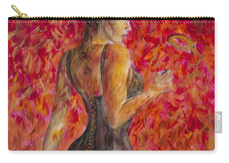 Mask Zip Pouch featuring the painting Burlesque II #1 by Nik Helbig