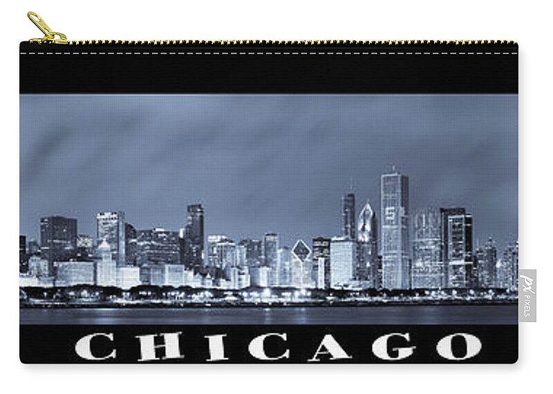 Chicago Skyline Zip Pouch featuring the photograph Chicago Skyline at Night by Sebastian Musial