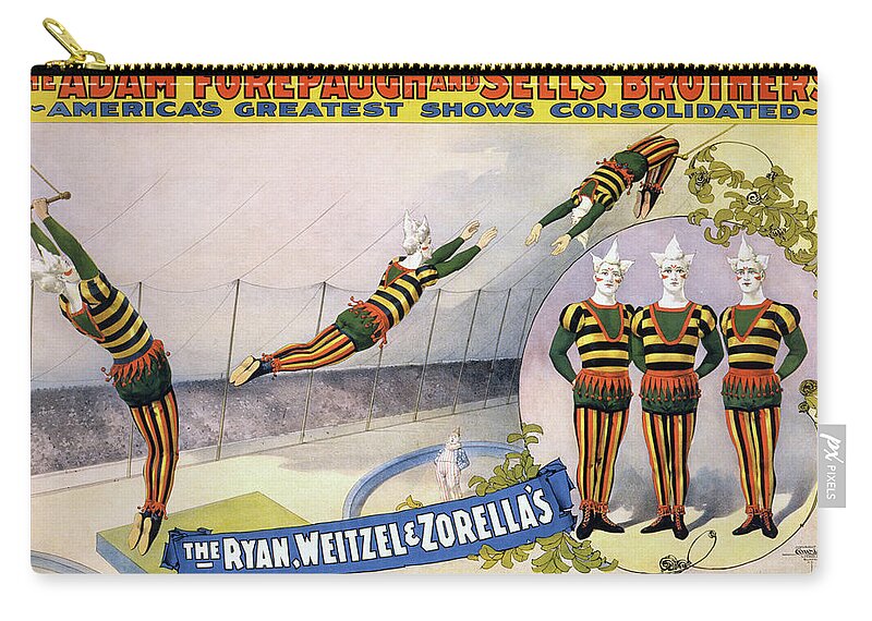 1898 Zip Pouch featuring the painting Circus Poster, C1898 #2 by Granger