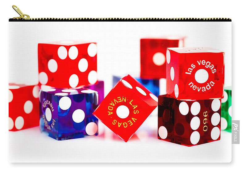 Las Vegas Zip Pouch featuring the photograph Colorful Dice #2 by Raul Rodriguez