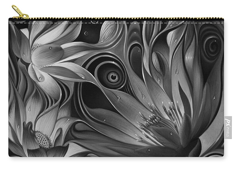 Lotus Zip Pouch featuring the painting Dynamic Floral Fantasy by Ricardo Chavez-Mendez