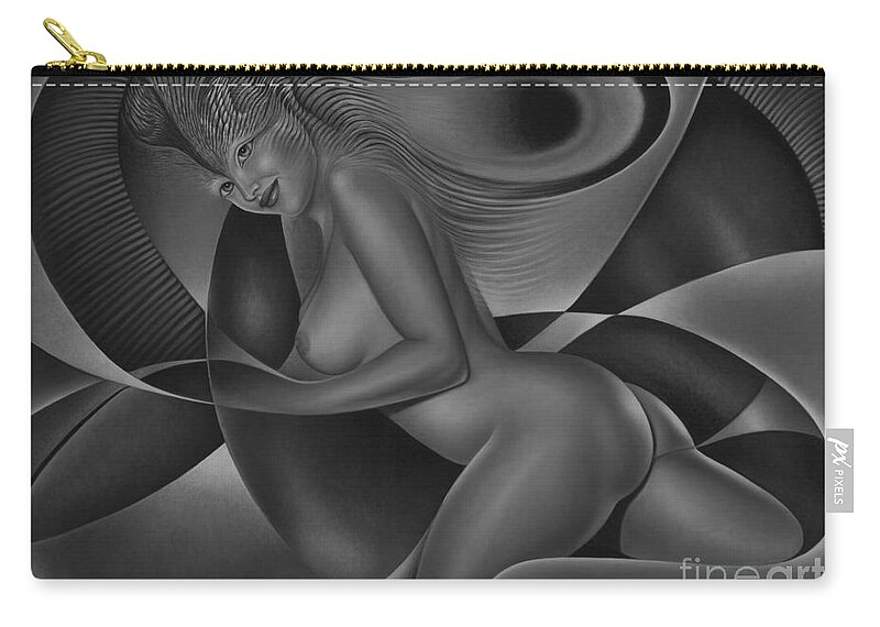 Nude-art Zip Pouch featuring the painting Dynamic Queen 4 #1 by Ricardo Chavez-Mendez