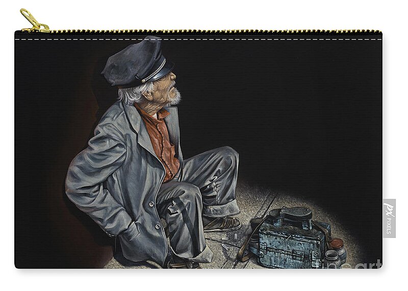 Shoeshiner Zip Pouch featuring the painting Empty Pockets by Ricardo Chavez-Mendez