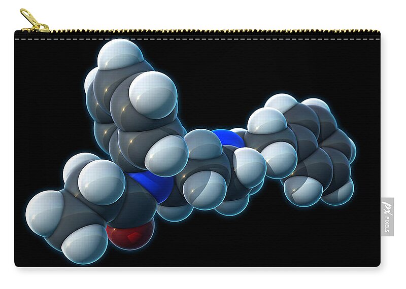 Fentanil Zip Pouch featuring the photograph Fentanyl, Molecular Model #2 by Evan Oto