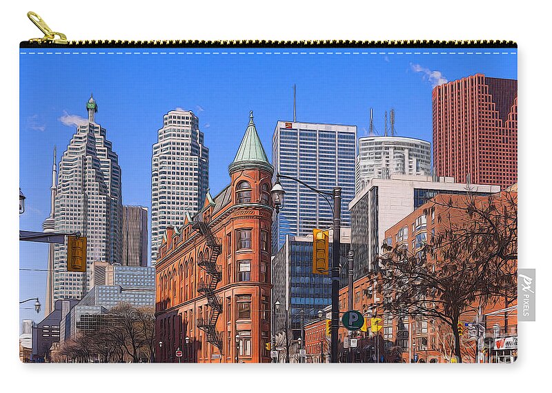 Toronto Zip Pouch featuring the photograph Flatiron Building in Toronto #3 by Les Palenik