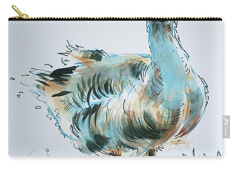 Goose Zip Pouch featuring the painting Goose drawing #2 by Mike Jory