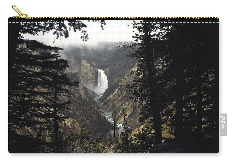 Waterfall Zip Pouch featuring the photograph Grand Canyon Of The Yellowstone-Signed by J L Woody Wooden