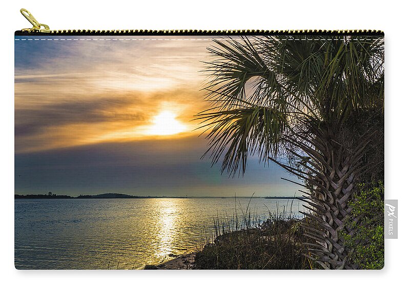 Tybee Island Intracoastal Zip Pouch featuring the photograph Intracoastal Sunrise #2 by Frank Bright