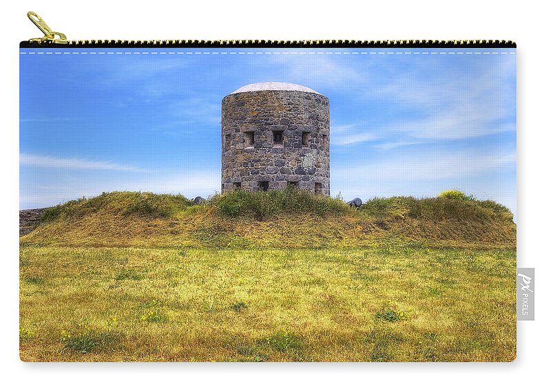 La Rousse Tower Zip Pouch featuring the photograph La Rousse Tower - Guernsey #2 by Joana Kruse