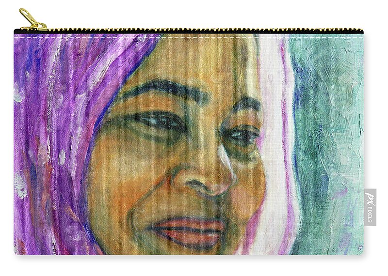 Lady Zip Pouch featuring the painting Lady from Bangladesh by Xueling Zou