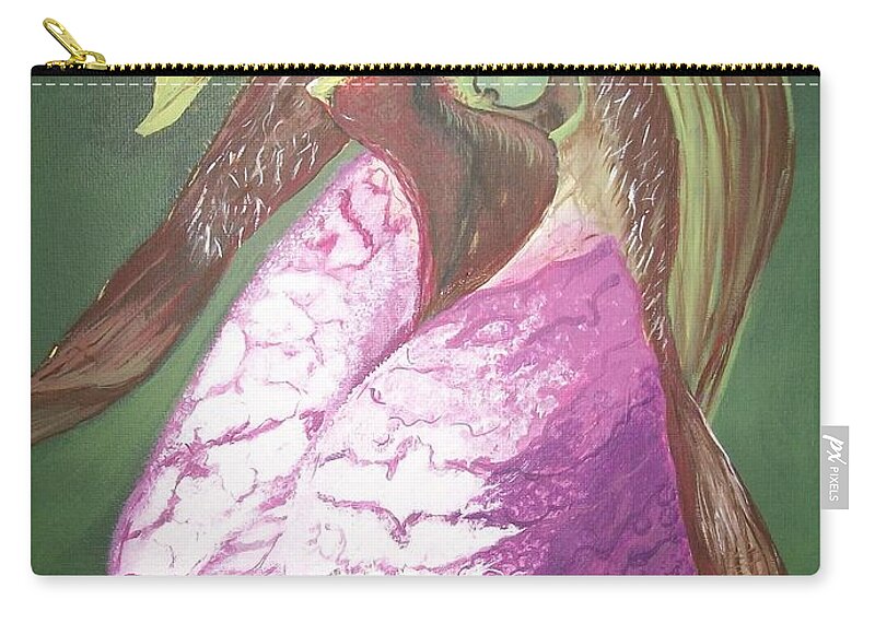 Canadian  Zip Pouch featuring the painting Lady Slipper Orchid by Sharon Duguay