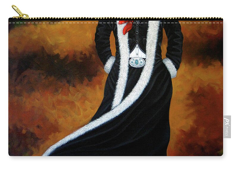 New West Zip Pouch featuring the painting Leather and Fur by Lance Headlee