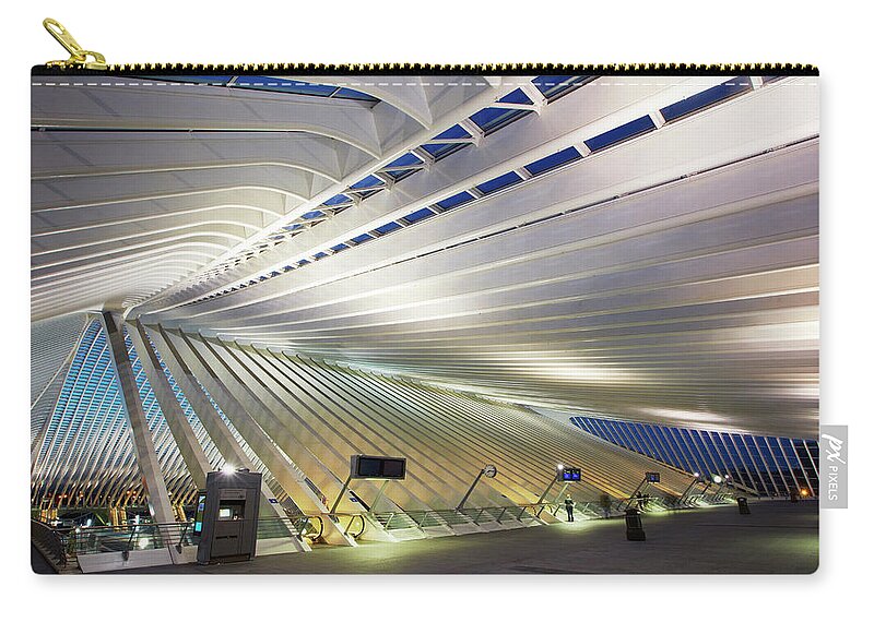 Metalwork Zip Pouch featuring the photograph Liege-guillemins Railway Station #2 by Allan Baxter