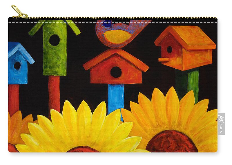 Birds Zip Pouch featuring the painting Midnight Garden by Oscar Ortiz