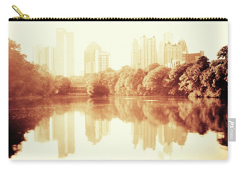 Atlanta Zip Pouch featuring the photograph Midtown Atlanta Reflected In The Lake #2 by Moreiso