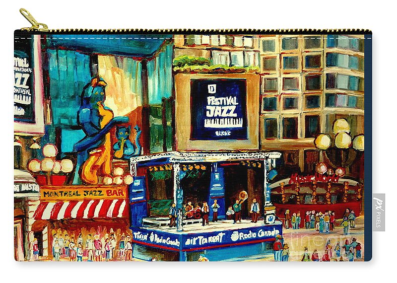 Montreal International Jazz Festival Zip Pouch featuring the painting Montreal International Jazz Festival #1 by Carole Spandau