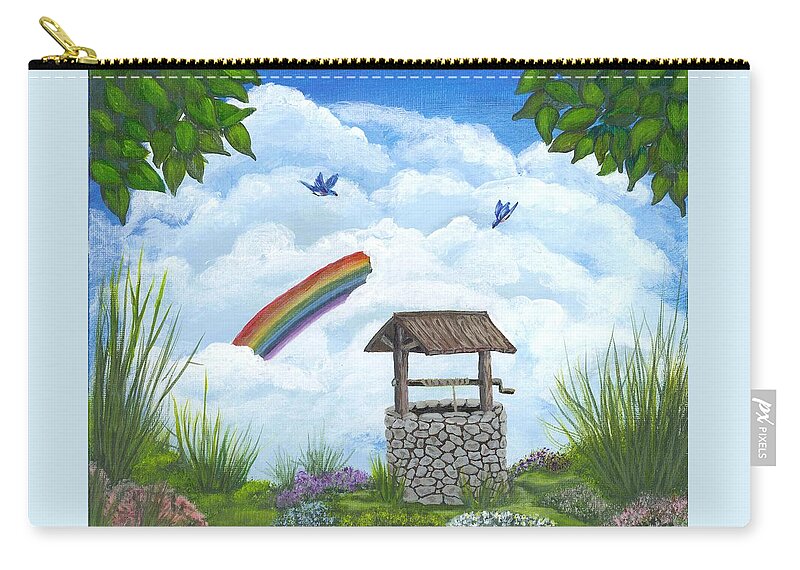 Wishing Well Zip Pouch featuring the painting My Wishing Place by Sheri Keith
