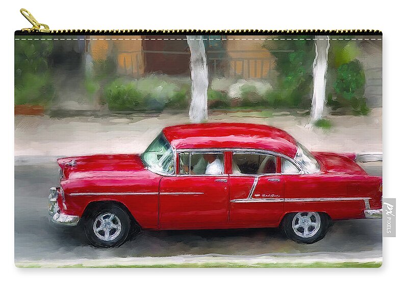 Cuba Zip Pouch featuring the photograph Red Bel Air by Juan Carlos Ferro Duque