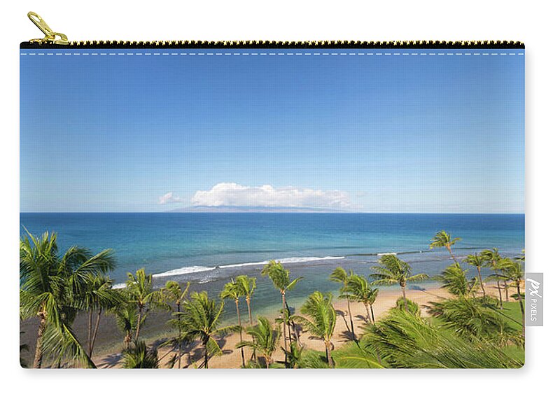 Photography Zip Pouch featuring the photograph Palm Trees On The Beach, Kaanapali #2 by Panoramic Images