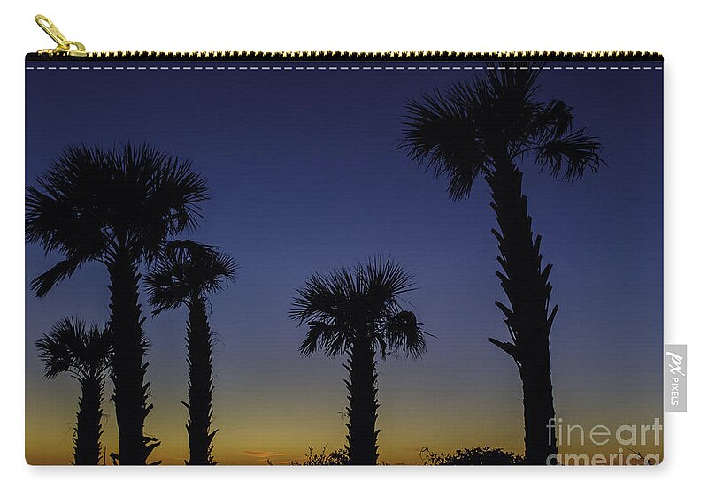 Palm Zip Pouch featuring the photograph Palmetto Sunset #1 by Dale Powell