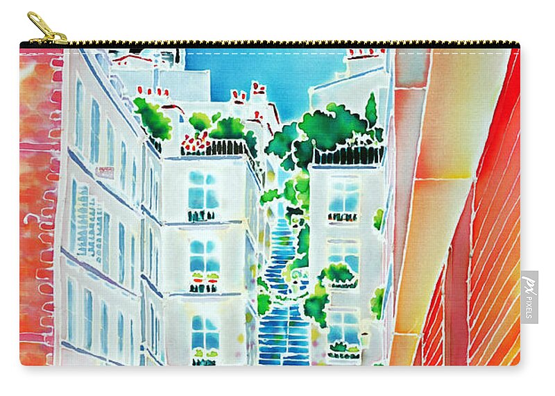 Paris Zip Pouch featuring the painting Passage Cottin #2 by Hisayo OHTA