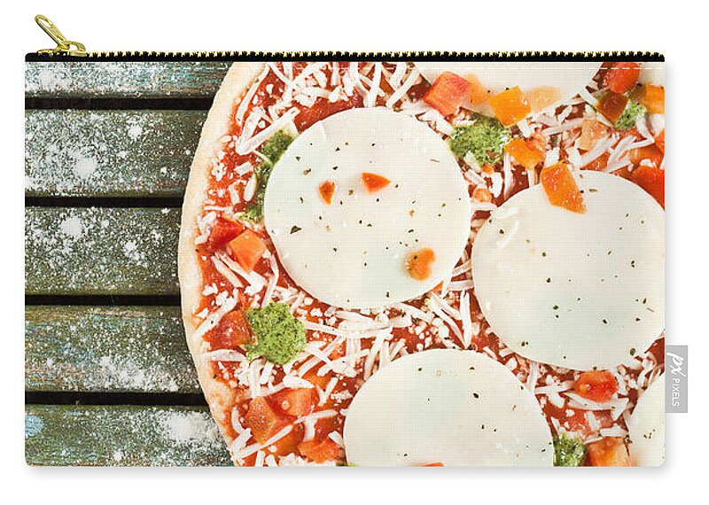 Background Zip Pouch featuring the photograph Pizza #2 by Tom Gowanlock
