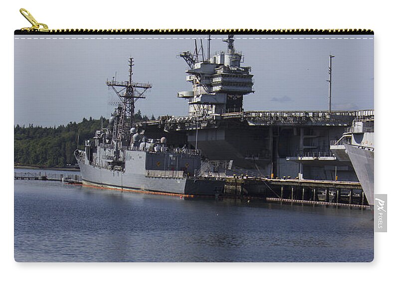 Navy Ship Zip Pouch featuring the photograph Puget Sound Naval Shipyard wa8 #1 by Cathy Anderson