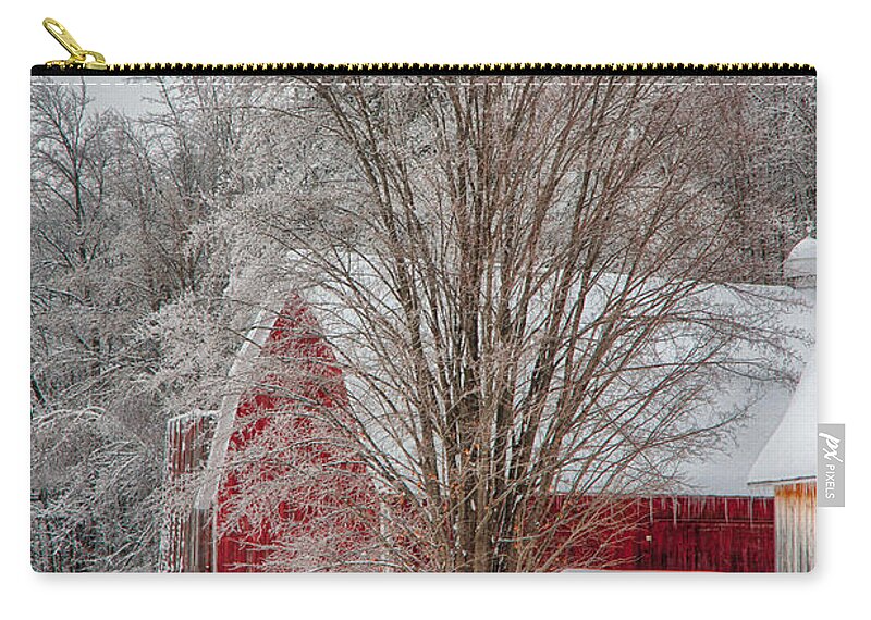 Scenic Vermont Photographs Zip Pouch featuring the photograph Red vermont barn by Jeff Folger