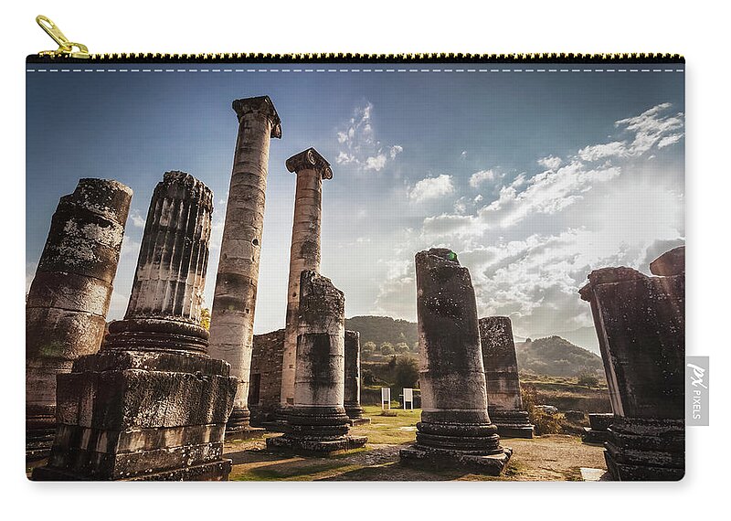 Blue Sky Zip Pouch featuring the photograph Ruins Of The Temple Of Artemis Sardis #2 by Reynold Mainse