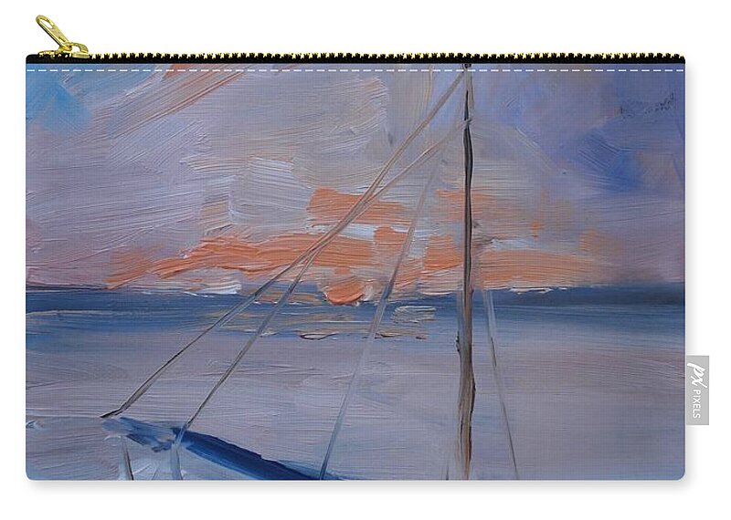 Sailboat Zip Pouch featuring the painting Sailboat Reflections II #2 by Donna Tuten