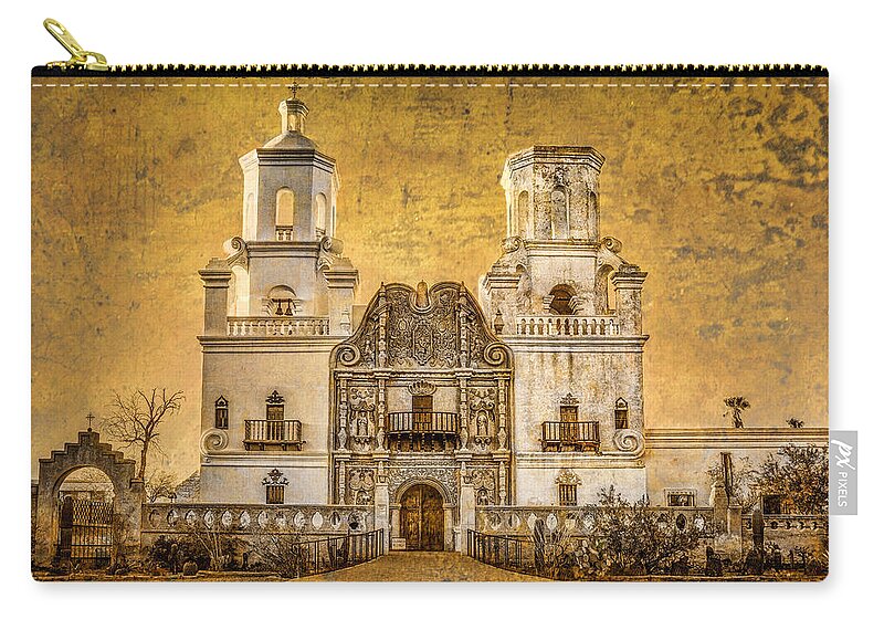 San Xavier Zip Pouch featuring the photograph San Xavier del Bac #2 by Diana Powell