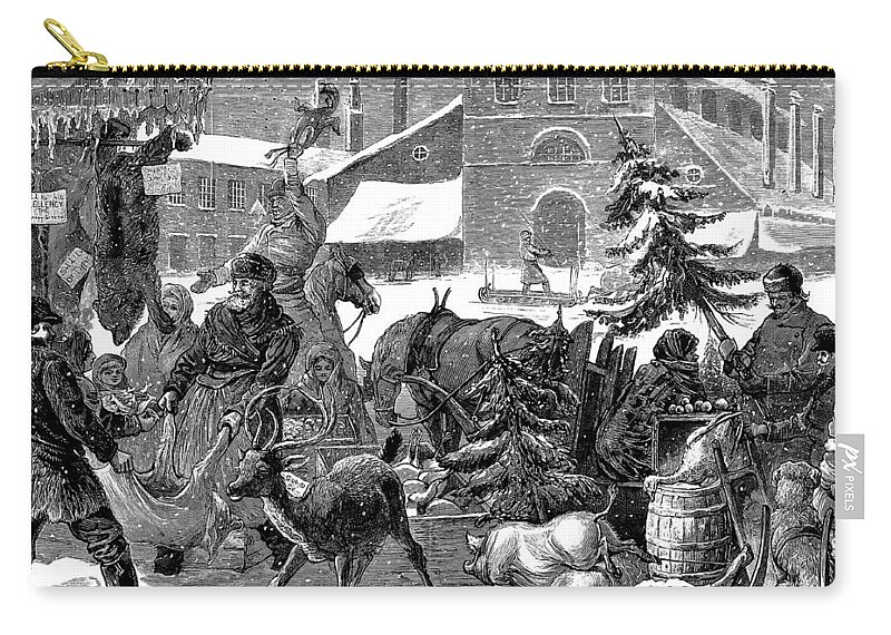 History Zip Pouch featuring the photograph Seasons Greetings, Happy Holidays, 19th #2 by Wellcome Images