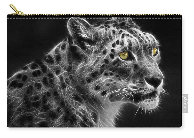 Snow Leopard Zip Pouch featuring the digital art Snow Leopard by Nina Bradica