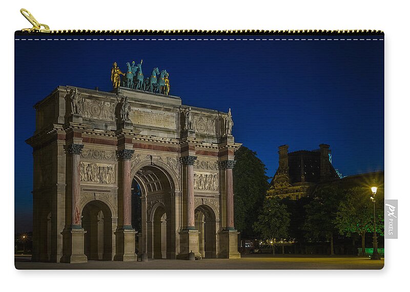 France Zip Pouch featuring the photograph Arc de Triomphe Du Carrousel #1 by Mark Llewellyn