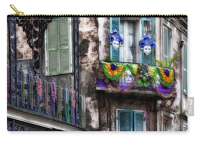 Mardi Gras Zip Pouch featuring the photograph The French Quarter during Mardi Gras #1 by Mountain Dreams