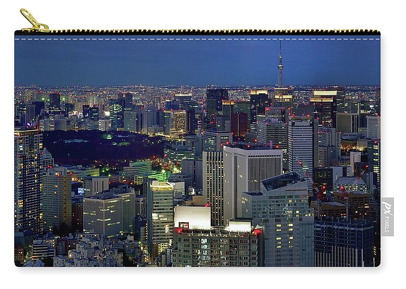 Tokyo Tower Zip Pouch featuring the photograph Tokyo Downtown At Twilight #2 by Vladimir Zakharov