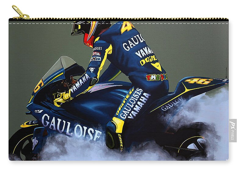 Valentino Rossi Carry-all Pouch featuring the painting Valentino Rossi by Paul Meijering