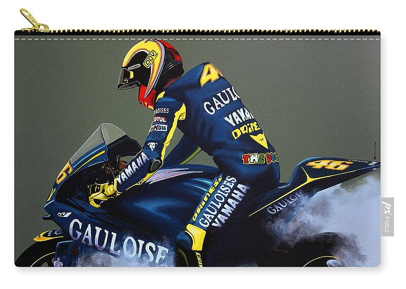 Valentino Rossi Zip Pouch featuring the painting Valentino Rossi #2 by Paul Meijering