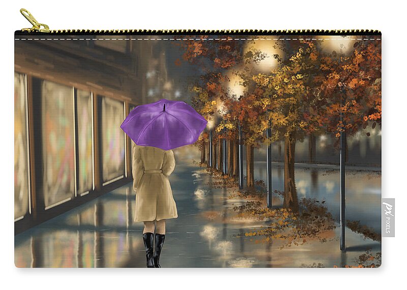 Rain Zip Pouch featuring the painting Walking #1 by Veronica Minozzi