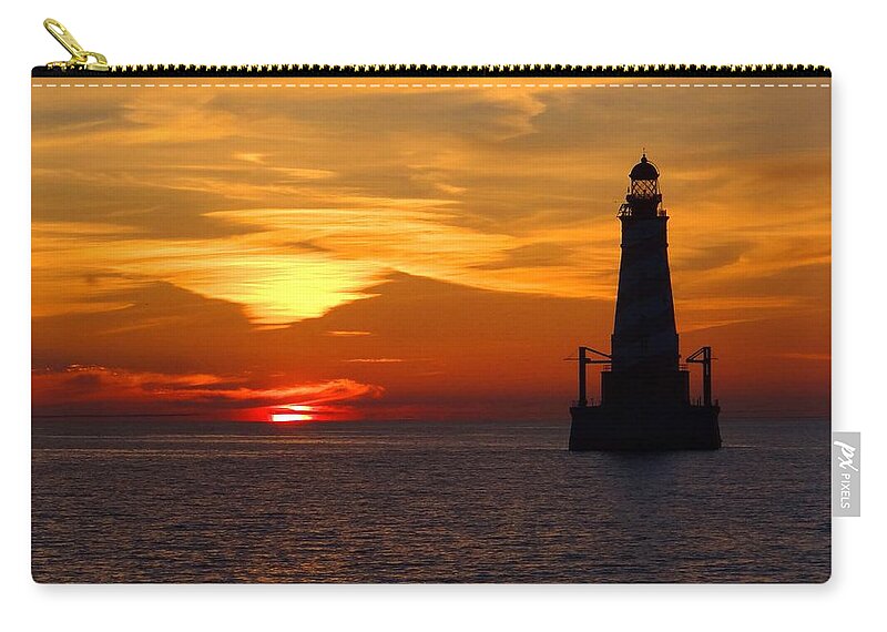 Lighthouse Zip Pouch featuring the photograph White Shoal Light by Keith Stokes
