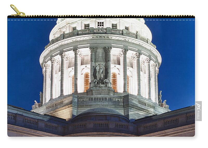 Clouds Carry-all Pouch featuring the photograph Wisconsin State Capitol Building at Night by Sebastian Musial