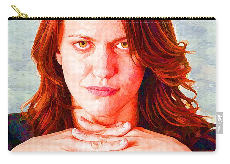 Attractive Zip Pouch featuring the photograph Woman with crossed hands #2 by Les Palenik