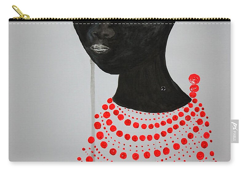 Jesus Zip Pouch featuring the painting Dinka Bride - South Sudan #20 by Gloria Ssali