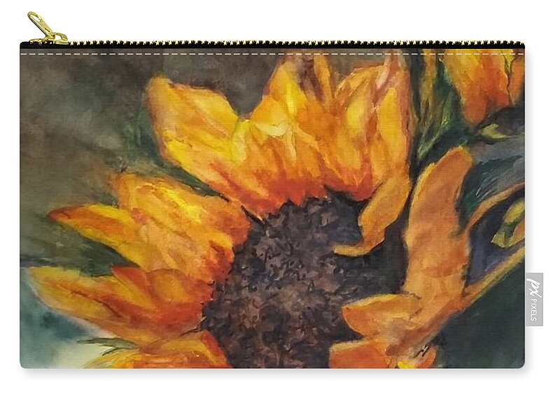 Sunflower Zip Pouch featuring the painting 2015 Sunflower by Eldora Schober Larson