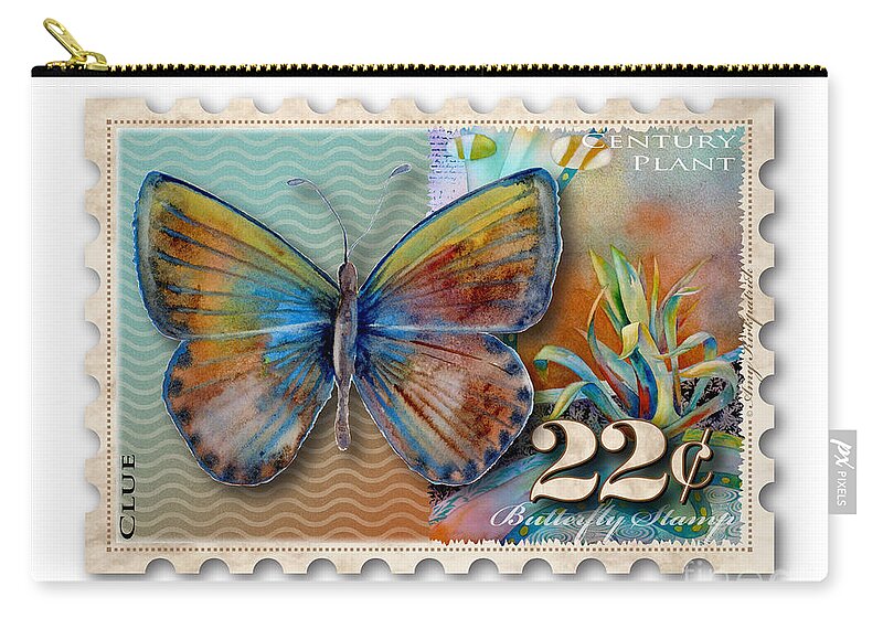 Butterfly Carry-all Pouch featuring the painting 22 Cent Butterfly Stamp by Amy Kirkpatrick