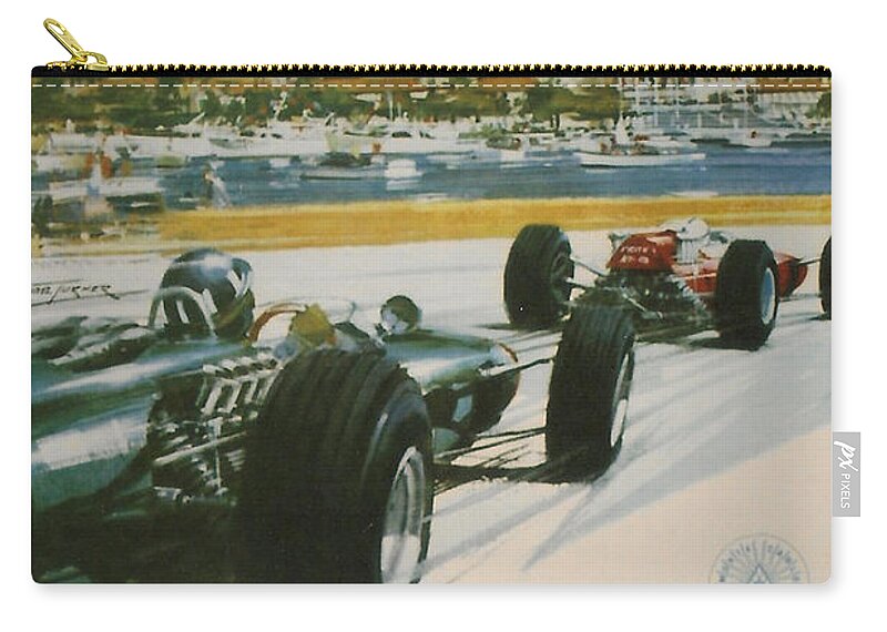 Monaco Grand Prix Carry-all Pouch featuring the digital art 24th Monaco Grand Prix 1966 by Georgia Fowler