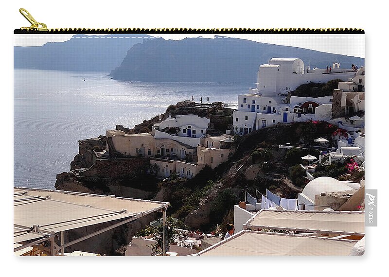 Santorini Zip Pouch featuring the photograph Views Of Santorini Greece #25 by Rick Rosenshein