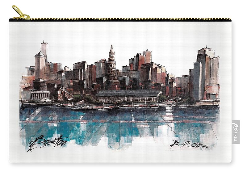 Fineartamerica.com Zip Pouch featuring the painting Boston Skyline #2 by Diane Strain